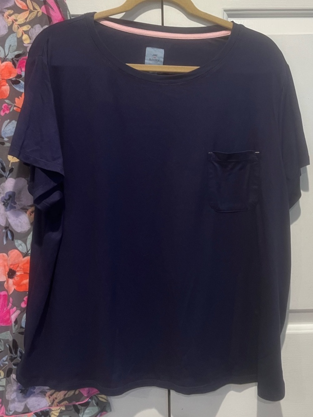 Cynthia Rowley Navy Tee and Floral Gray Pajama Set - Picture 8 of 12